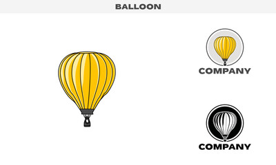 Illustration vector graphic of Air Balloon, colorful and black and white color variation, Logo Badge Template vector