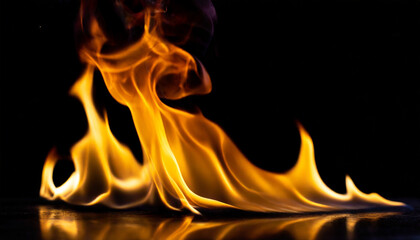 Fototapeta premium Flames, black background, close-up 01