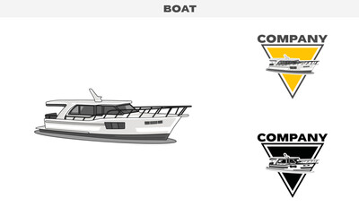 Illustration vector ferry boat graphic of , colorful and black and white color variation, Logo Badge Template vector
