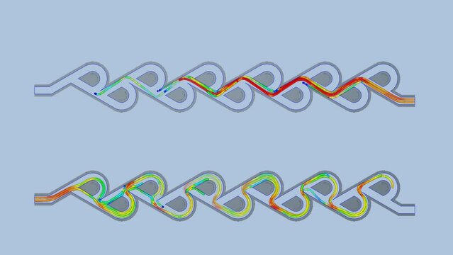 CFD simulation Computational fluid dynamics - Tesla valve flow simulation