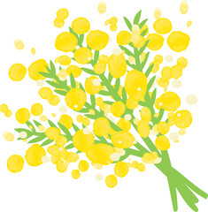 水彩のミモザの花束
