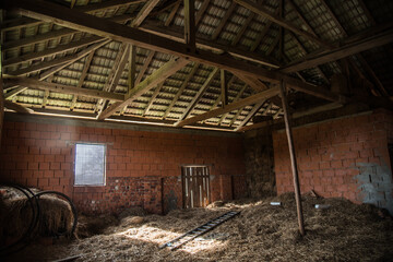 Fototapeta na wymiar Inside of an old Barn of a farm in Austria