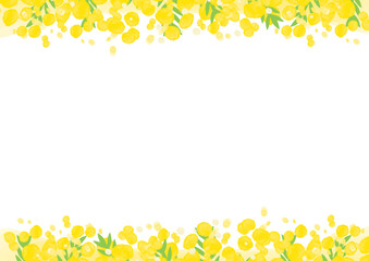 水彩のミモザのフレーム