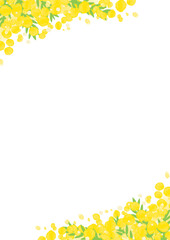 水彩のミモザのフレーム