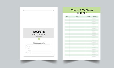 Movie & Tv Show Tracker with cover page layout design template