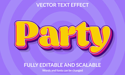 party 3D editable text effect typography vector template