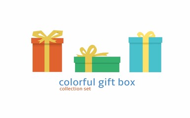 Colorful flat gift box collection set 