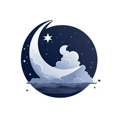 The Moon Artistic Style Cartoon Illustration Painting Drawing Logo No Background Perfect for Print on Demand Merchandise