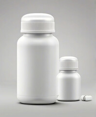 White plastic pill bottle design vector mockup. Created using generative AI tools
