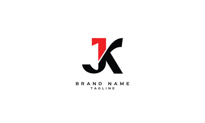 JK, KJ, Abstract initial monogram letter alphabet logo design