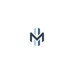 logo design icon M building blue