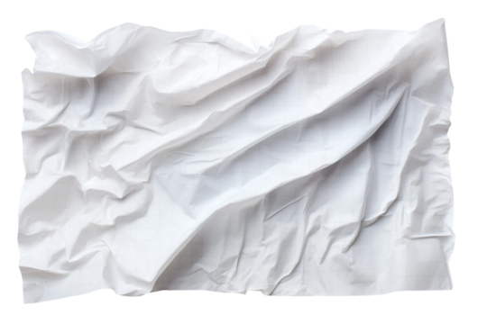 crumpled piece of graph paper, transparent background, isolated image, generative AI - Powered by Adobe