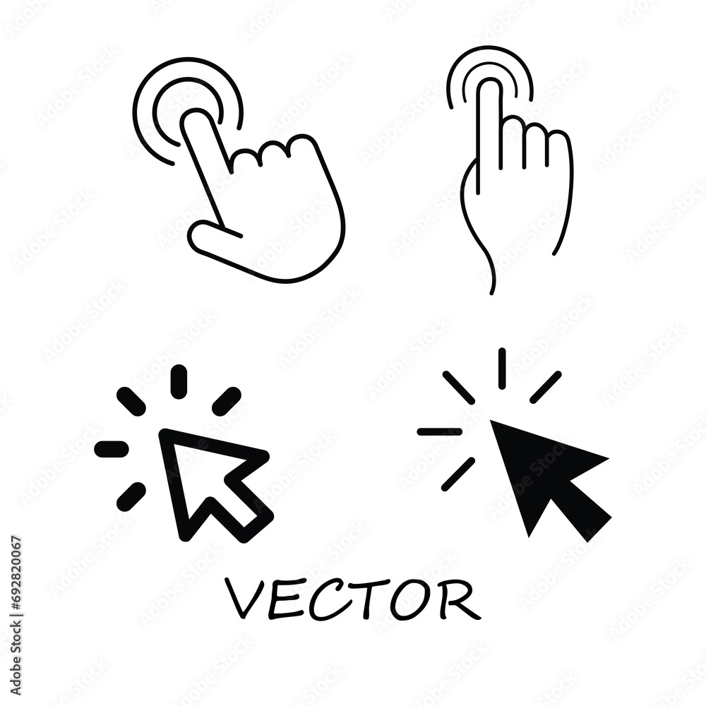 Aufkleber click icon set. pointer arrow icon. cursor icon, vector flat trendy style illustration on white back