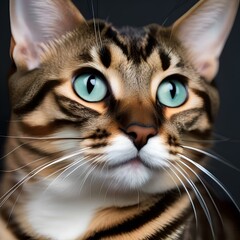 A portrait of a mischievous Bengal cat, its rosette spots adding character2