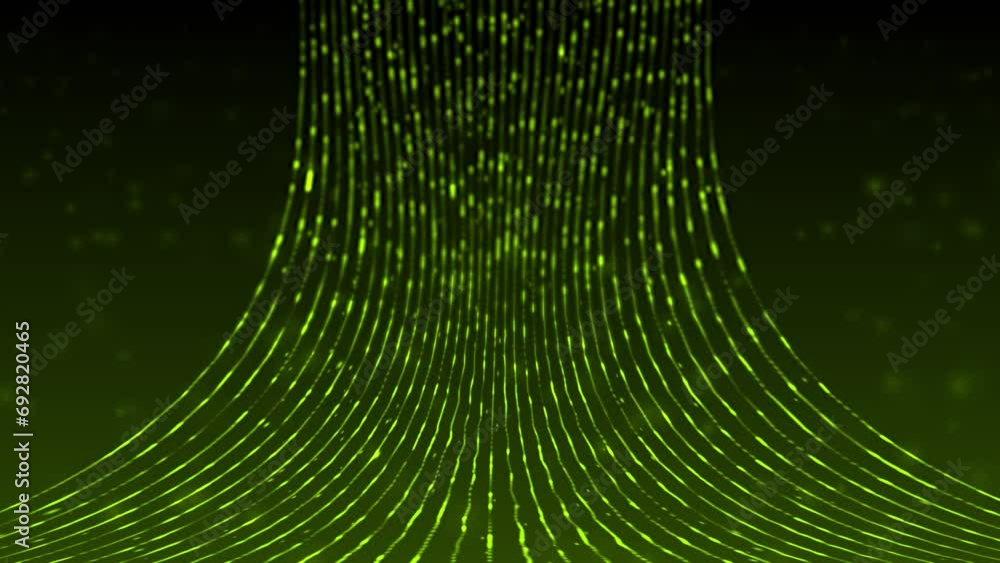 Poster digital flowing of hi-tech 3d data stream through cyber space, glowing sci-fi digital particles tech