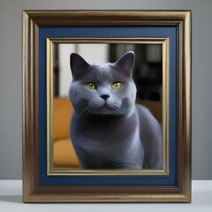 A contemplative portrait of a Chartreux cat with its plush blue-gray fur3