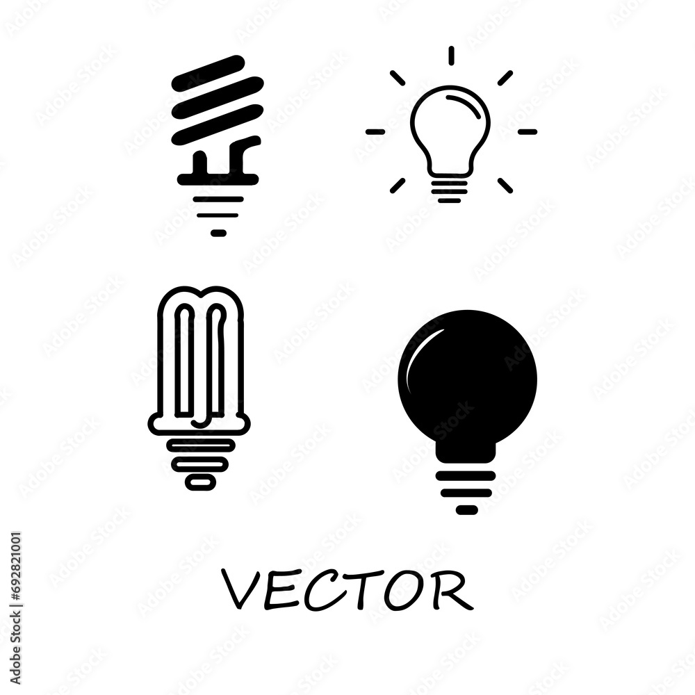 Poster light bulb icon. line, solid and filled outline icon set, different style icons set. vector graphics