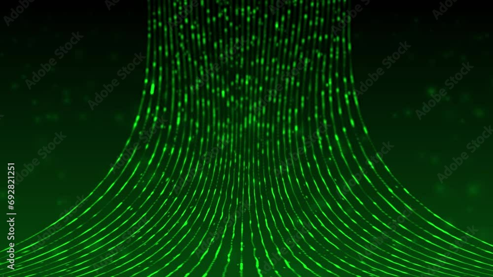 Poster digital flowing of hi-tech 3d data stream through cyber space, glowing sci-fi digital particles tech