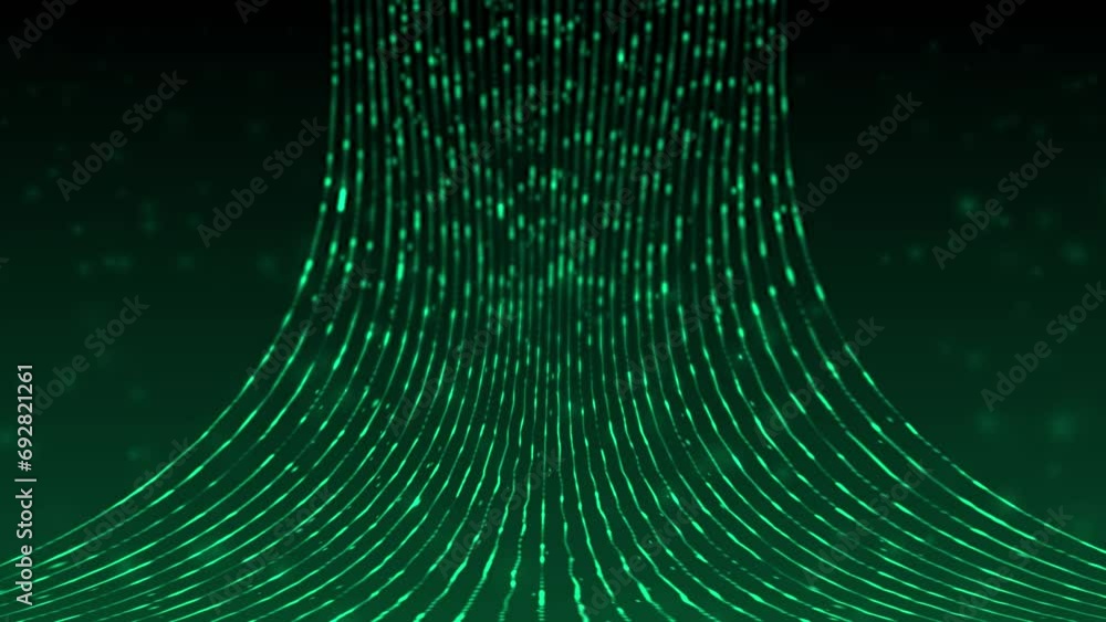 Poster digital flowing of hi-tech 3d data stream through cyber space, glowing sci-fi digital particles tech