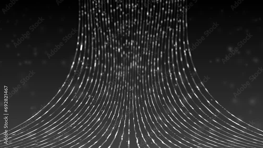 Poster digital flowing of hi-tech 3d data stream through cyber space, glowing sci-fi digital particles tech