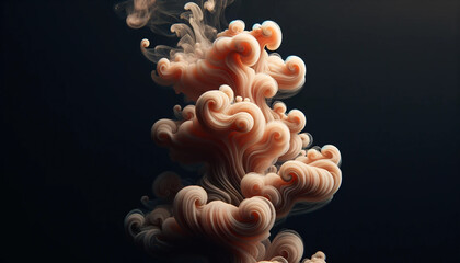 Pantone 2024 Peach Fuzz, color of the year header, Abstract Swirling Smoke Art on Dark Background - 692821682