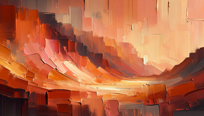 Pantone 2024 Peach Fuzz, color of the year header, Abstract Textured Oil Painting in Warm Tones - 692821686