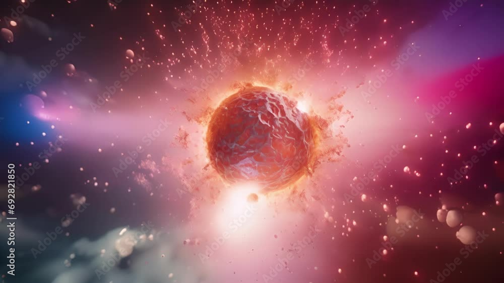 Poster closeup of a strange quark being thrown into existence, its unique properties evident in its erratic