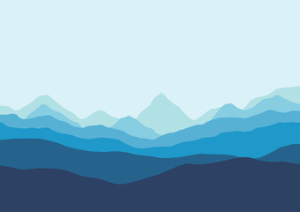 Fototapeta na wymiar Landscape with mountains panorama. Vector illustration in flat style.