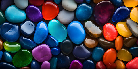 Fototapeta na wymiar background of colourful rainbow pebbles