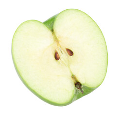half green apple isolated, transparent PNG, PNG format, full depth of field, cut out