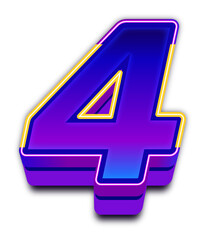 Obraz premium Neon Light Alphabet Number 4