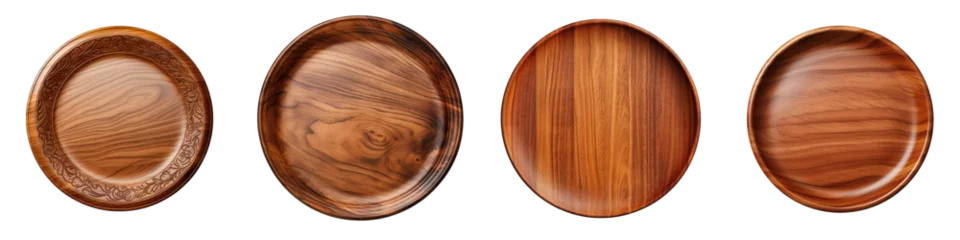 Fotobehang  Empty Wooden Plate Hyperrealistic Highly Detailed Isolated On Transparent Background Png File © Wander Taste