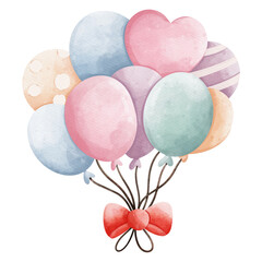 Charming Watercolor Heart Balloon for Valentine Day Celebration