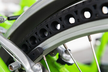Close up of airless bike tire