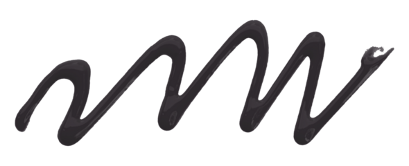 Black watercolor painted zigzag lines isolated on transparent background.