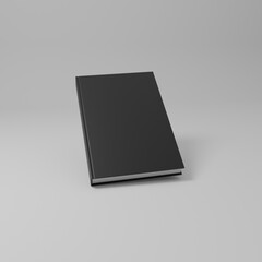 black blank book on white background, for your book mockup purposes, 3d rendering	