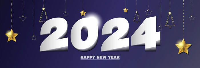 Happy New Year 2024. Luxury purple background Design. Greeting Card, Banner, Poster. Vector Illustration.