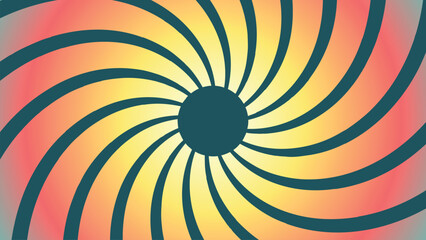 Abstract spiral spinning sunburst in vortex tunnel style background.