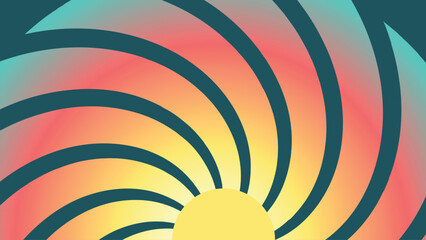 Abstract spiral spinning sunburst in vortex tunnel style background.