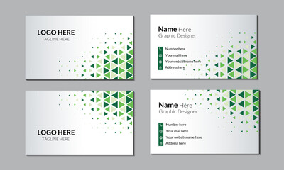 2 Sets Of Double-sided Creative Business Card Templates. Modern template, in green color, and modern design, perfect for creative professional business. Business card Layout with Gradients