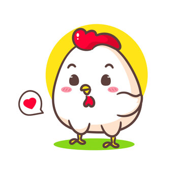 recommend clip art: Cute chicken crowing cartoon. Adorable kawaii Animal concept design. Hand drawn mascot and logo vector illustration. Isolated white background.