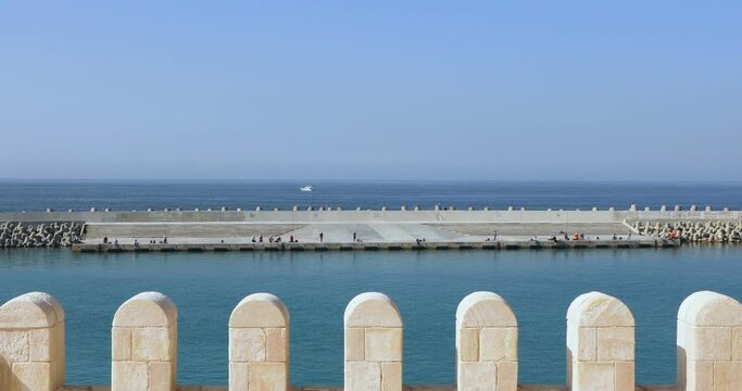 View from the Citadel of Qaitbay to the sea in Alexandria, Egypt