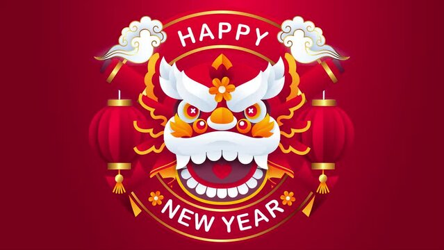 happy chinese new year february 10 animation 4k