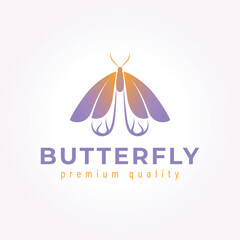 minimalist butterfly logo design, illustration icon vector of insect