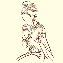 woman in a dress vector for card decoration illustration