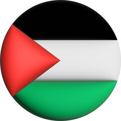 3D Flag of Palestine on circle