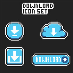 Obraz premium this download icon in pixel art with simple color and black background ,this item good for presentations,stickers, icons, t shirt design,game asset,logo and your project.