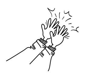 Obraz premium Doodle hands up, Hands clapping. applause gestures. congratulation business. vector illustration