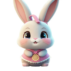 Obraz premium rabbit cartoon holding a carrot in the grass on a background of bright sunshine