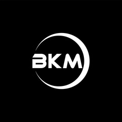 BKM letter logo design with black background in illustrator, cube logo, vector logo, modern alphabet font overlap style. calligraphy designs for logo, Poster, Invitation, etc.